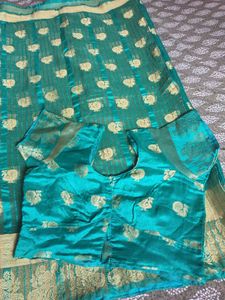 Teal Green saree with stiched blouse