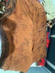 Elegant Brown Printed Saree
