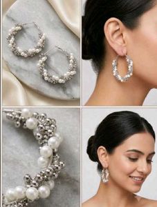Chic Pearl &amp; Silver Hoop Earrings
