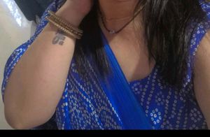 Elegant Blue Saree blouse with White Print