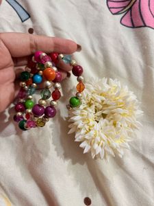 Vibrant Beaded Bracelet &amp; Hair Clip Set