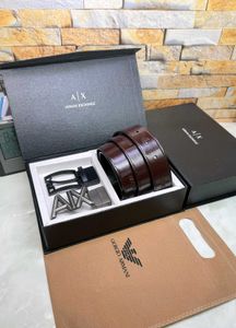 Armani Double Buckle Reversible Belts With Box