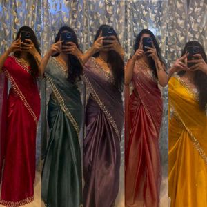 Elegant Green Embellished Saree