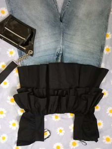 Black Ruffle Top