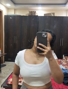 White Ribbed Cropped Top
