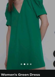 Zara Chic Green V-Neck Mini Dress