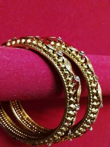 Stunning Gold Bangles with Crystal Embellishments