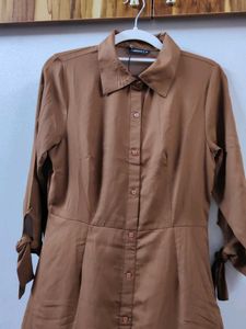Elegant Brown Shirt Dress