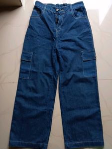 Blue Denim Cargo Pants