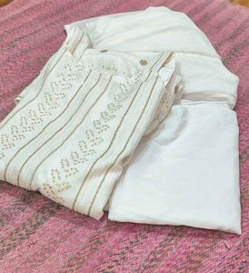 Elegant White Kurta with Sharara