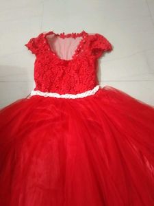 Red Lace &amp; Tulle Gown