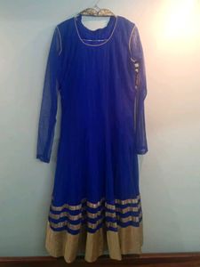Stunning Royal Blue &amp; Gold Anarkali Kurta