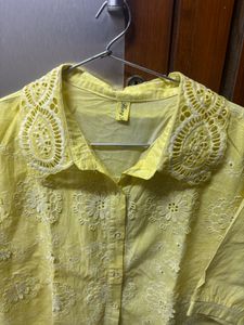 Yellow Embroidered Cotton Shirt