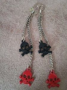 alternative enamel skull cross bones  dangle  earr