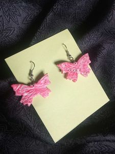Pink Marble Butterfly Earrings