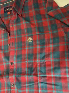Classic Red &amp; Teal Plaid Flannel Shirt