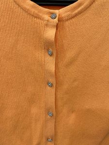 Zara Orange Button-Up Cardigan Top