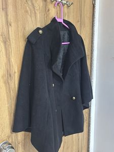Chic Black Double-Breasted Cape Jacket