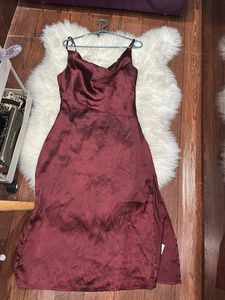 maroon Satin Slip Dress
