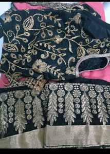Elegant Black &amp; Gold Embroidered Blouse