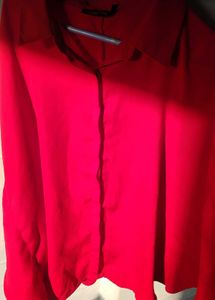 Cherry Red Button-Up Kaftan Top