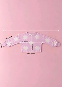 PINK DAISY PRINT CROPPED SWEATSHIRT