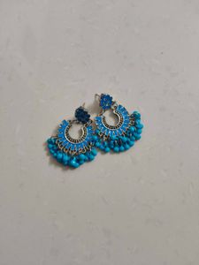 Aesthetic Boho Blue Jhumka Earrings