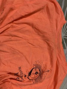 Peach Graphic Long Sleeve crop top Tee