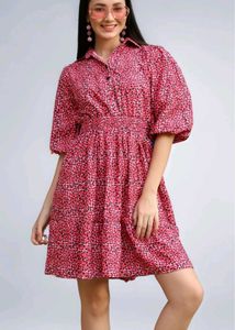 Chic Pink Printed Casual Dress