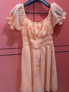 Chic Peach Textured Mini Dress
