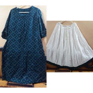Elegant Handcrafted Ethnic Set–Tunic & Skirt Combo