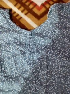 Light Blue Floral Print Kurta