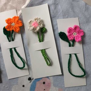 Handmade Crochet Flower Bookmarks Set