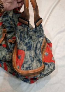 Unique Printed Hobo Bag with Leather Accents