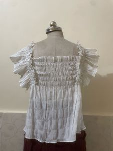 Boho White Smocked Tiered Top