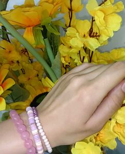 Lavender beaded bracelet stack