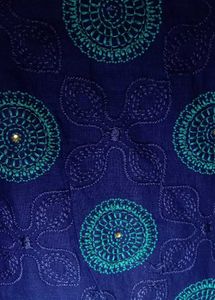 Blue Kurta Set with Green Embellishments