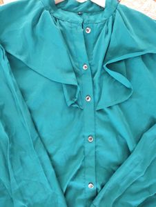 Full Sleeve Shirt Top For Women, Green