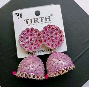 Pink Jhumka Earrings