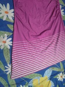 Women's Pink Striped Ruched Dress