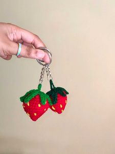 Cute Crochet Strawberry Keychains-2