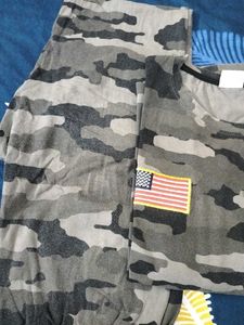 Camouflage T-Shirt with US Flag Patch