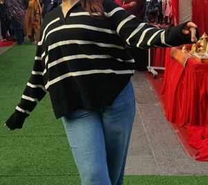 Striped V-Neck Knit Sweater