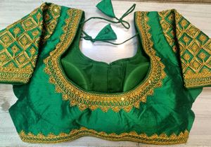 Green Embroidered Heavy Work Blouse