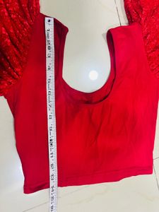Red Lace Sleeve Blouse