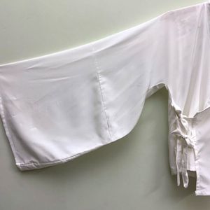 White Kimono Style Cropped Blouse
