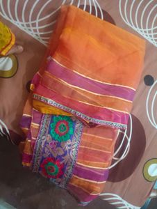 Orange Bandhani Style Saree