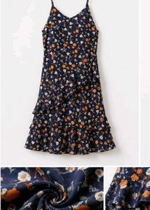 Navy Floral Ruffle Mini Dress