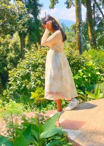 Boho Floral Print Midi Dress with outer