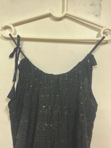 Black Spaghetti Strap Kurti
